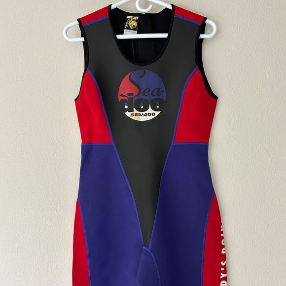 Vintage Sea Doo 2 piece wet suit jacket zip front 90s water sports outdoor M - Picture 8 of 16